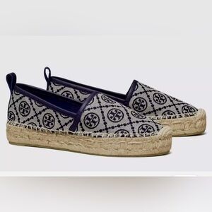TORY BURCH
T Monogram  Jacquard platform espadrilles 
Perfect Blue
$381 NEW